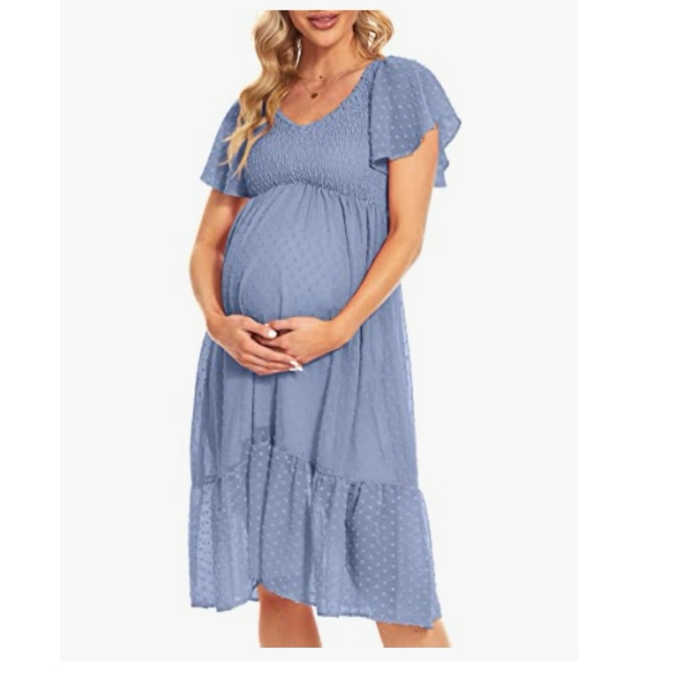 Chic Green Maternity Midi Dress